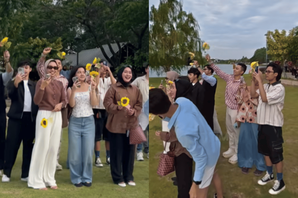 Viral! Arrofi Ramadhan Buat Patung Bunga Matahari Raksasa saat Lamaran