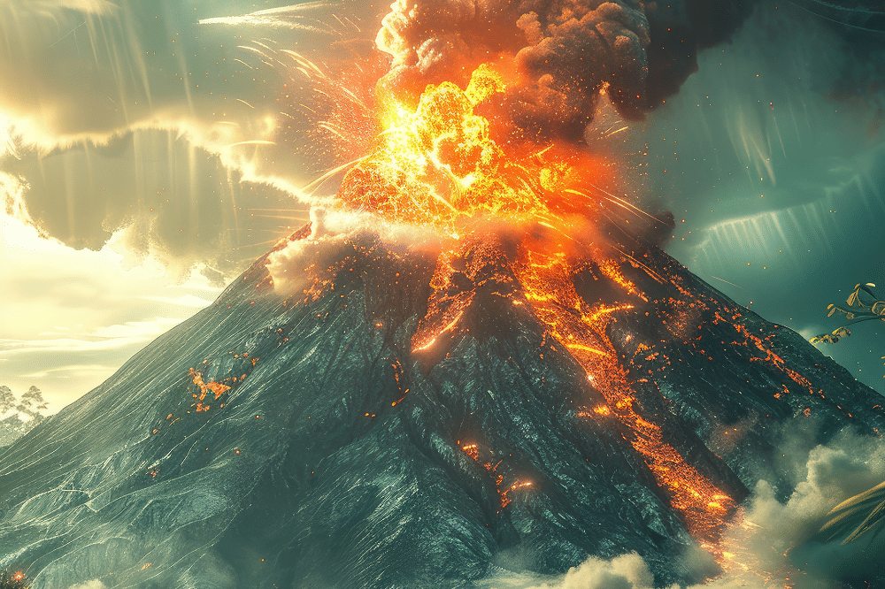 Ilustrasi gunung meletus