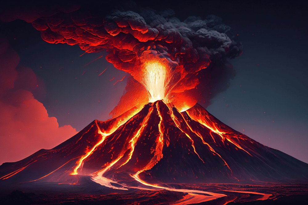 Ilutrasi gunung meletus