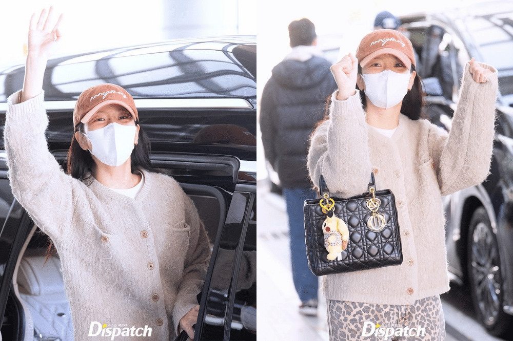 Potret Jisoo BLACKPINK pakai bag charm Pikachu berkemeja batik