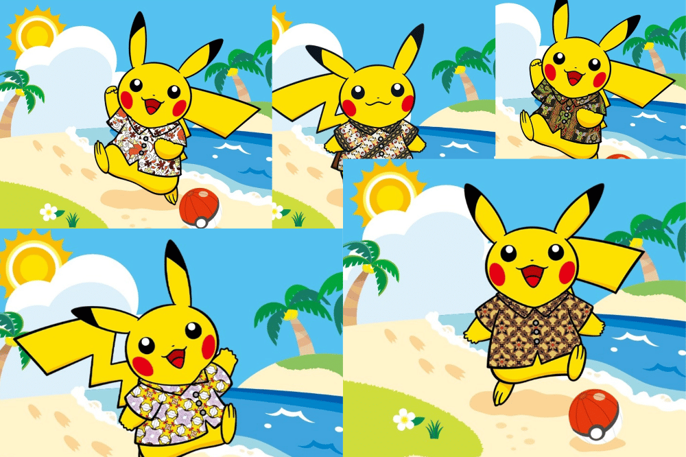 Pikachu's Indonesia journey dengan berkemeja batik
