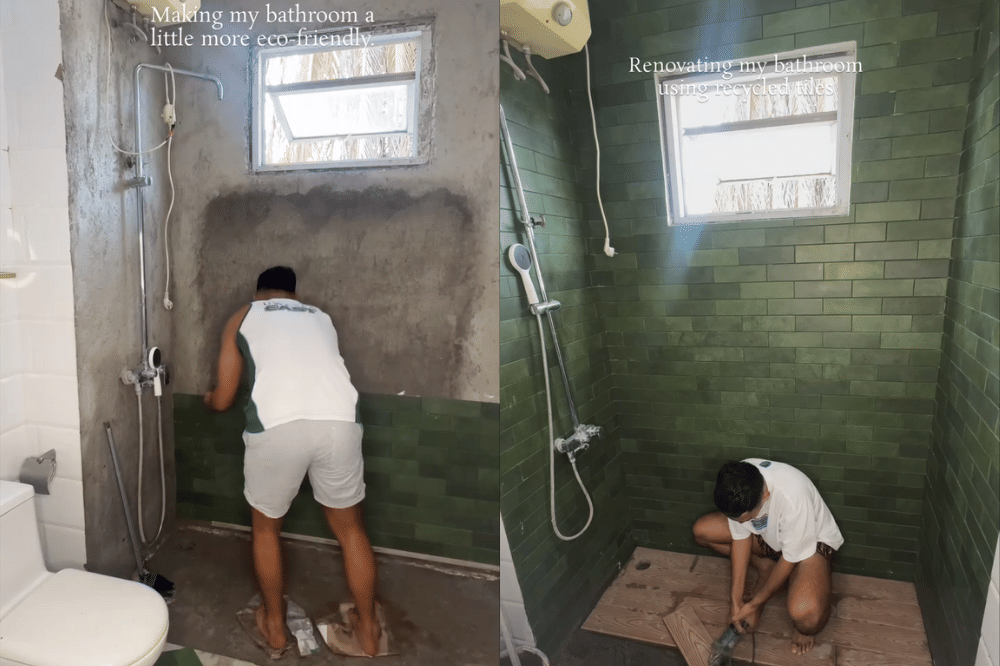 Foto Daffa Wardhana Renovasi Kamar Mandi