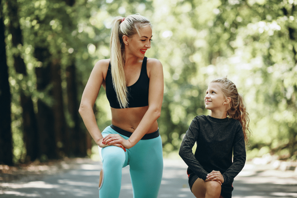 Mama pemanasan dengan anak