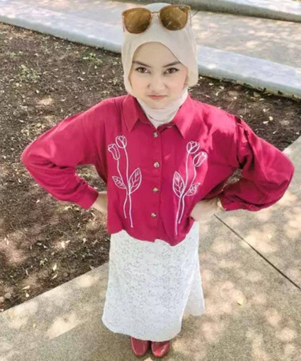 baju kemeja bordir bunga viral