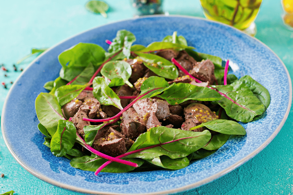 Makanan yang terbuat dari sayur bayam dan daging