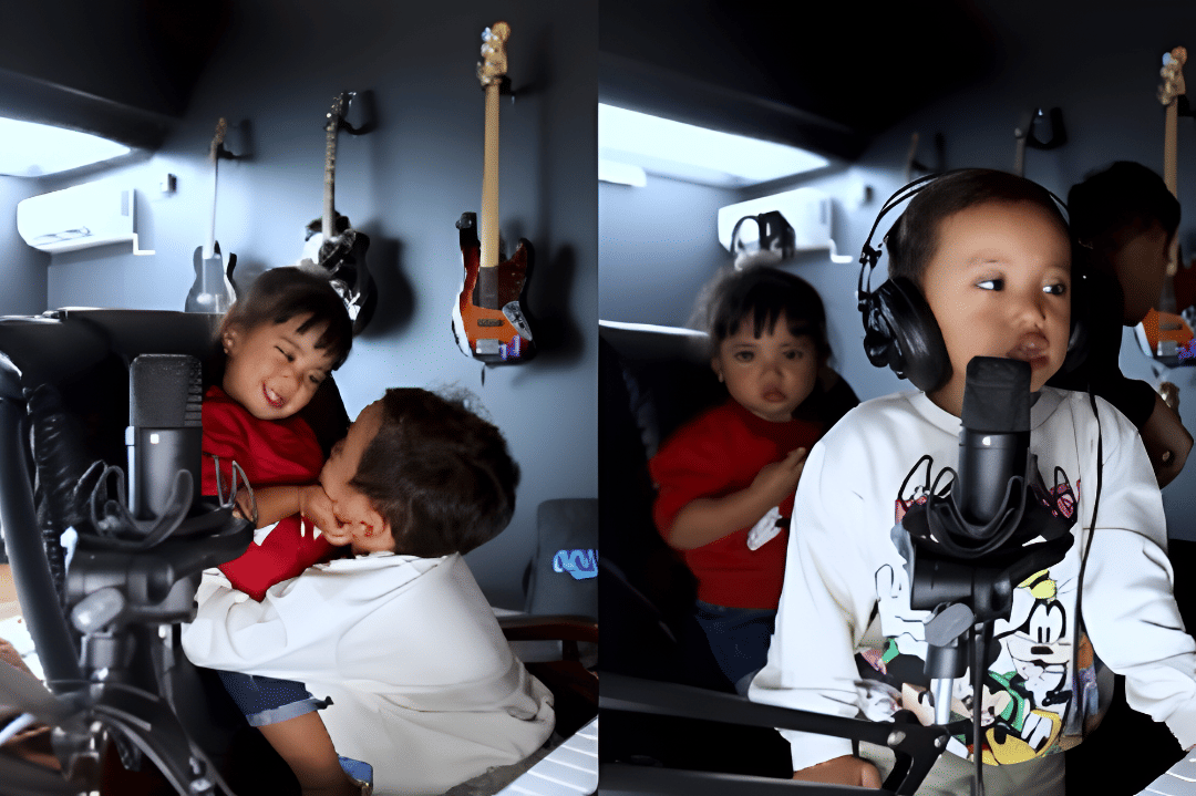 Chava, Xabiru, dan Papa Okin di studio musik