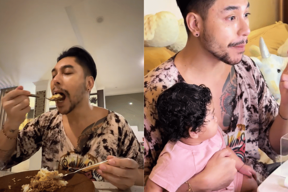 Papa Kris sedang sarapan dan bekerja live streaming bersama Xandraya