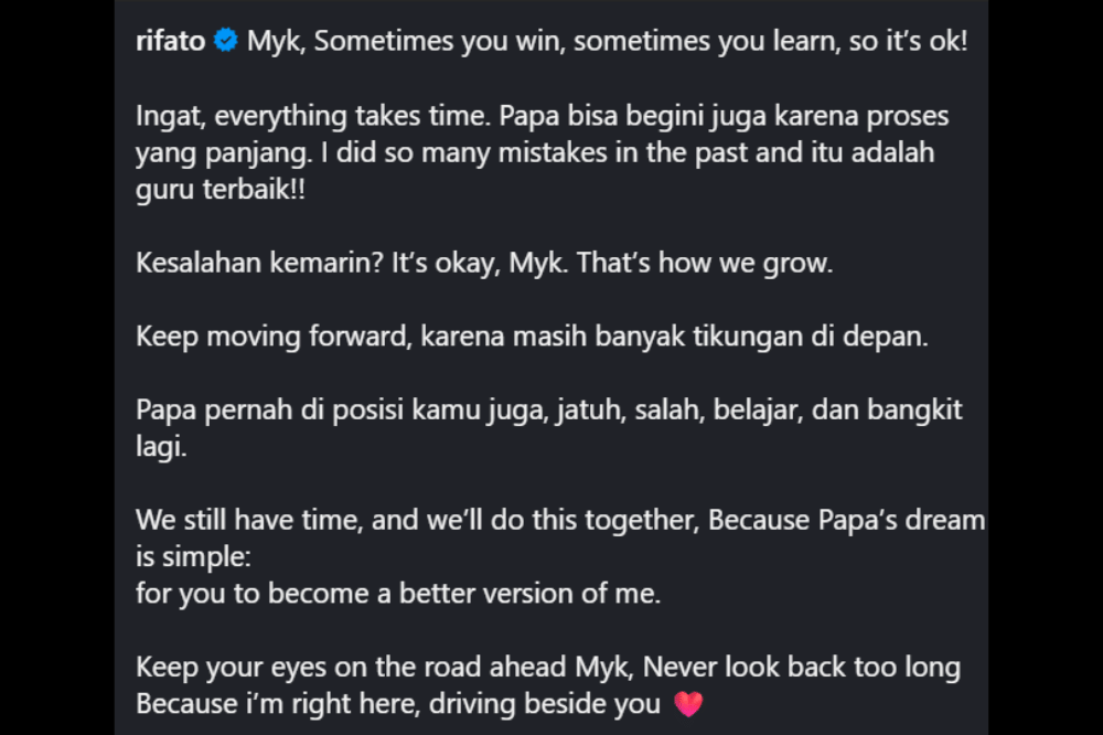 pesan dari Papa Rifat untuk Mayka