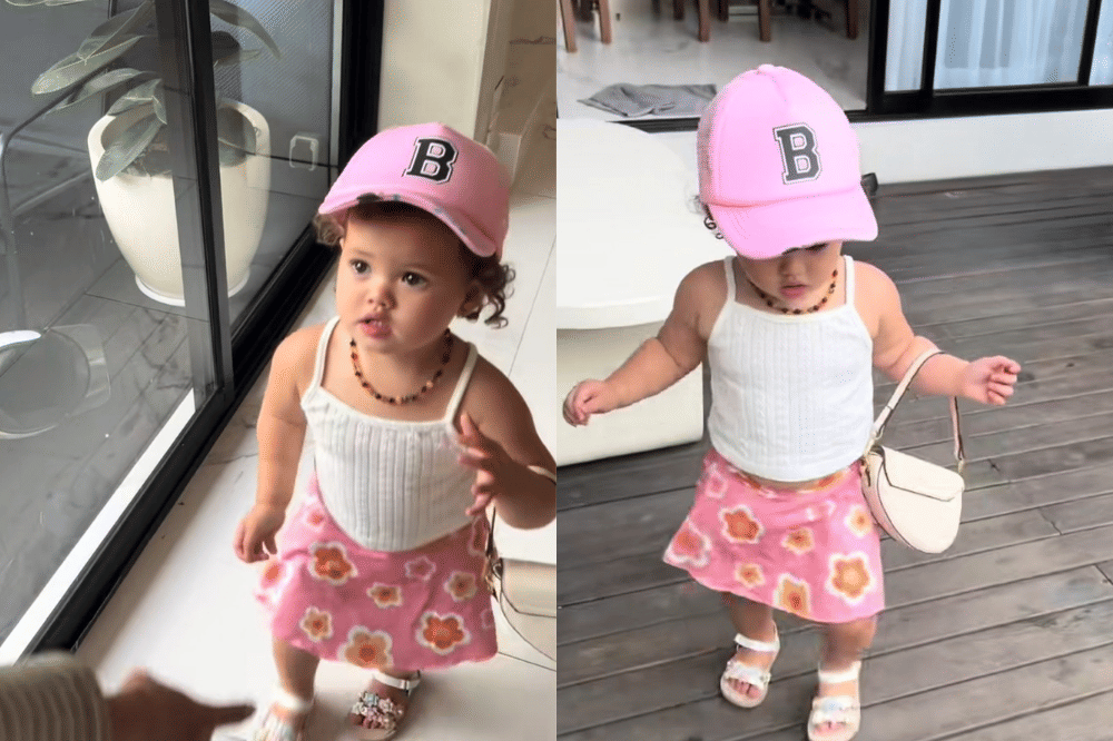 Briella dengan outfit bernuansa pantai yang segar