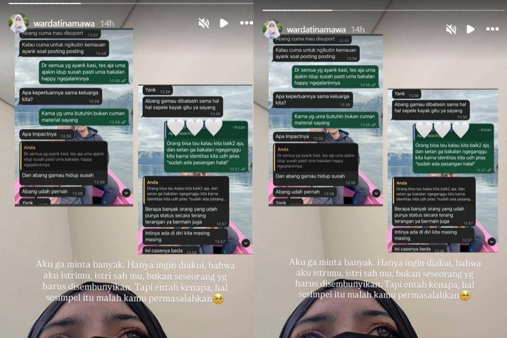 Merasa Disembunyikan, Wardatina Mawa Beberkan Isi Chat Insanul Fahmi