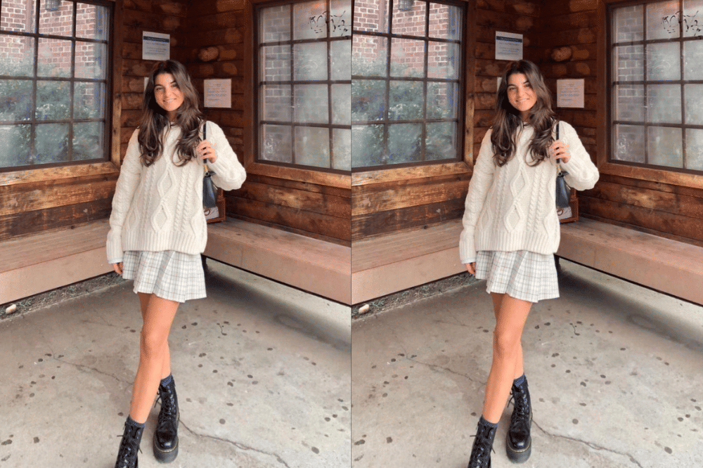 Model baju Natal remaja perempuan 2025 pakai boots dan mini skirt