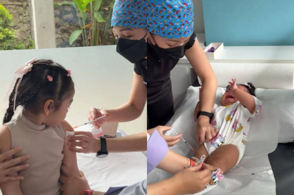 kedua anak siti badriah lakukan vaksin