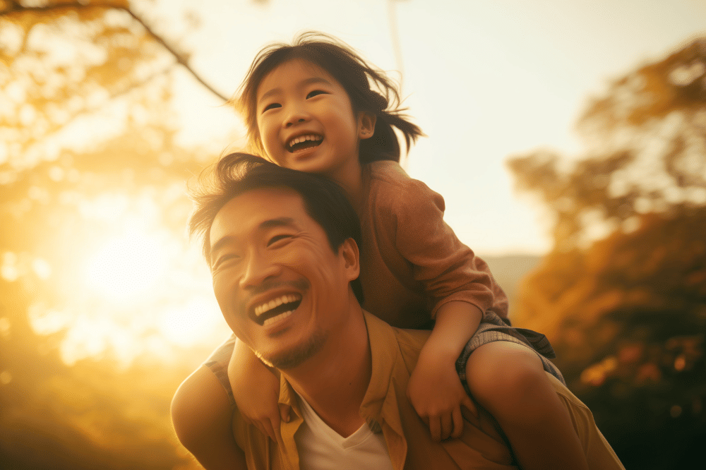 anak dan papa yang bahagia