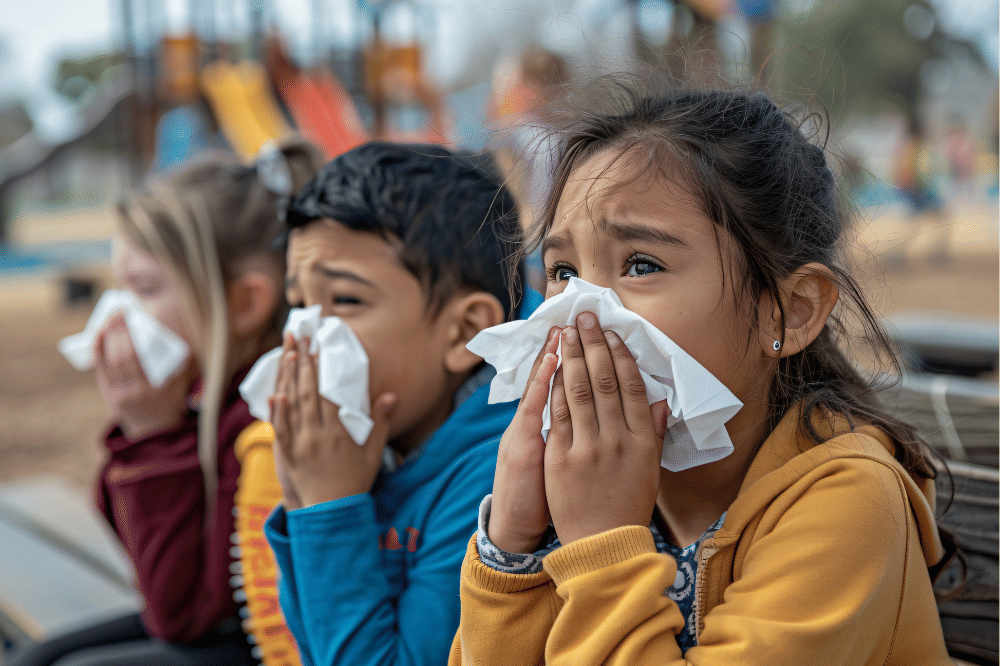 anak-anak sedang flu
