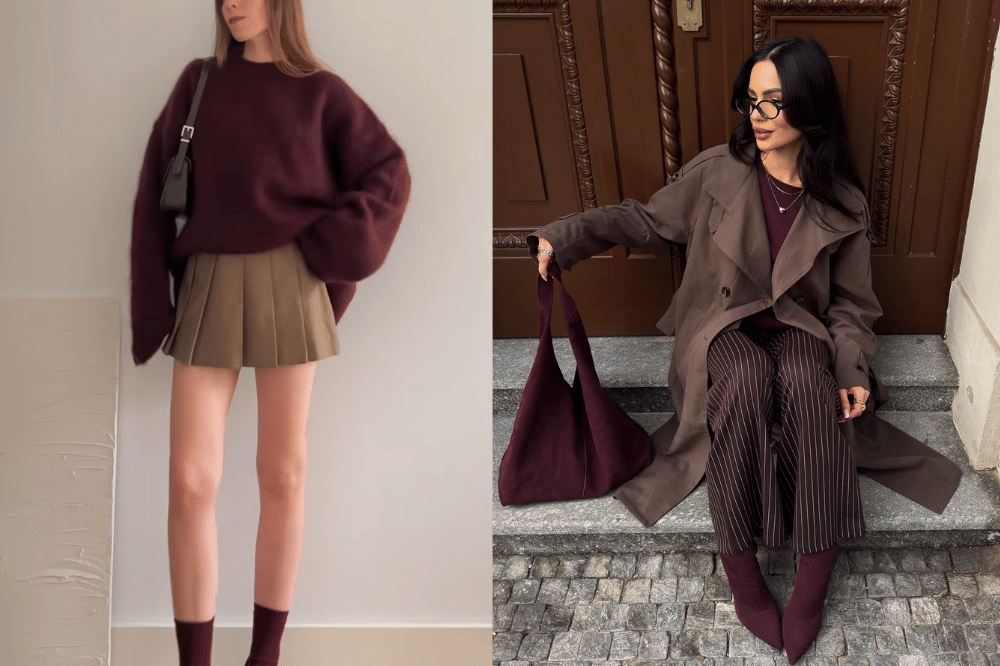 burgundy outfit 