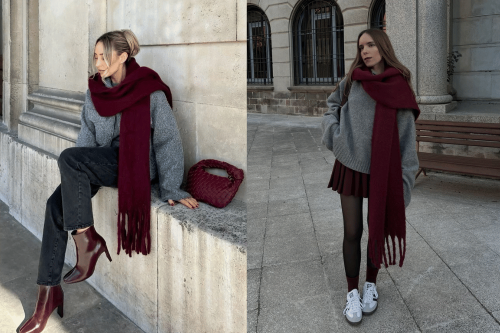 burgundy outfit