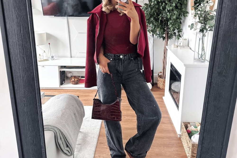 burgundy outfit 
