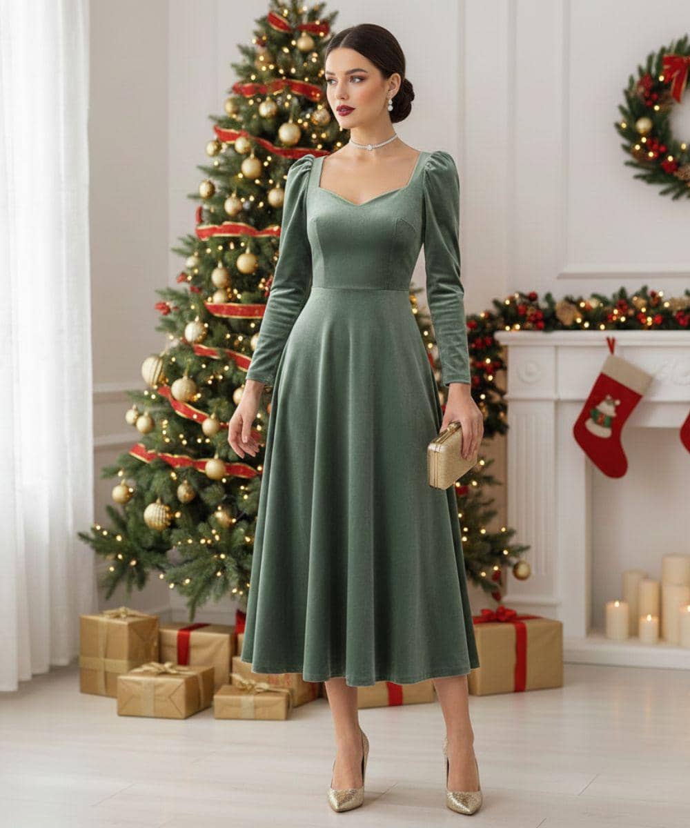Inspirasi Dress Natal Warna Sage