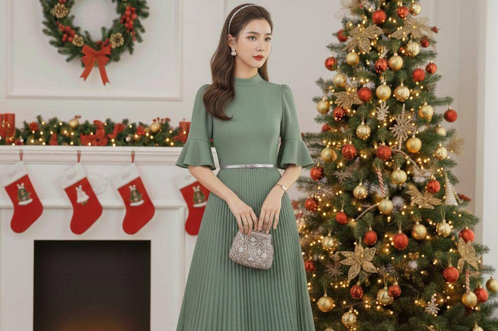 Inspirasi Dress Natal Warna Sage