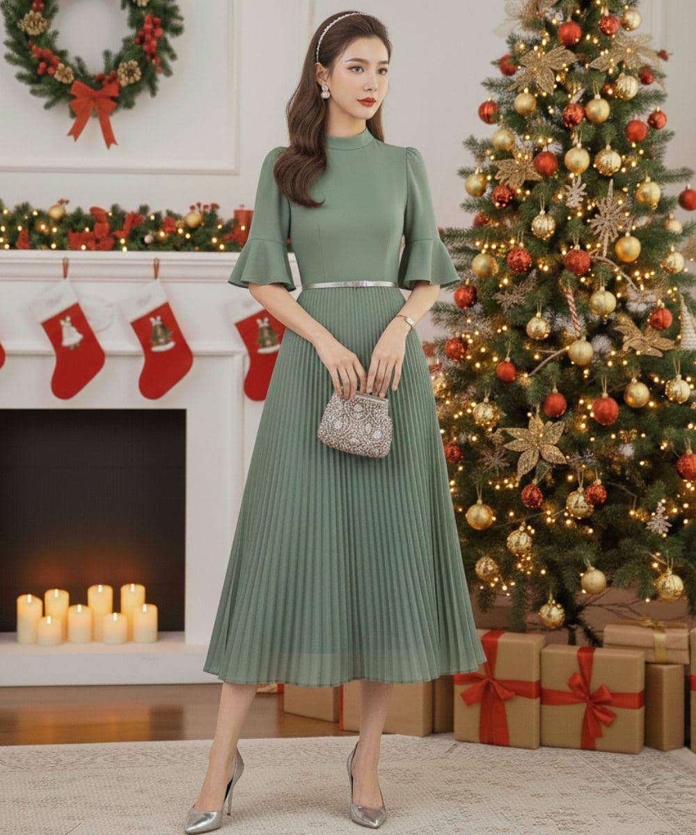 Inspirasi Dress Natal Warna Sage
