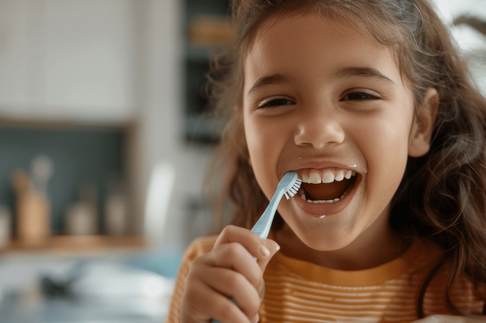 anak sedang sikat gigi