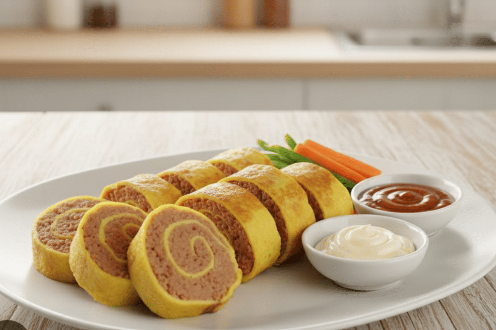 Rolade sapi dengan saus dan mayones