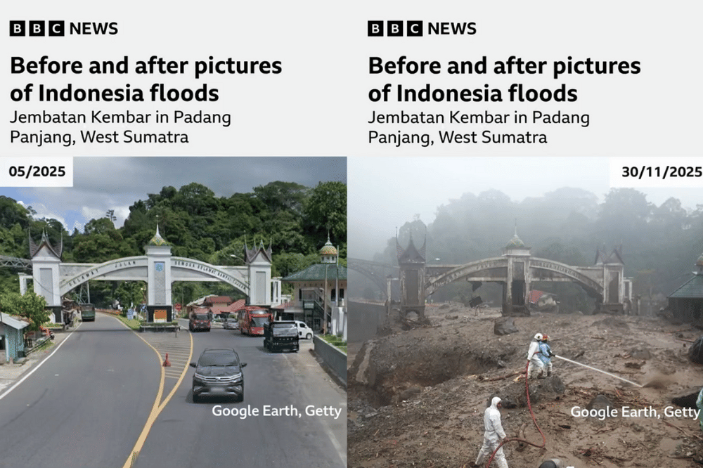 Sebelum dan Sesudah Banjir Bandang di Sumatra dan Aceh