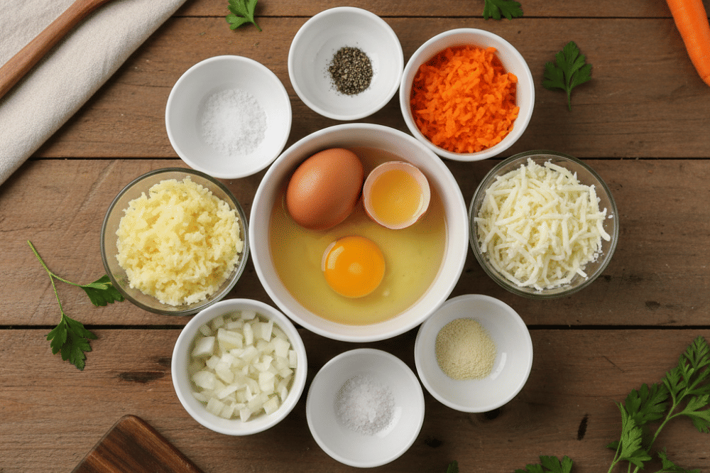 Bahan-Bahan telur panggang kentang wortel mozarella