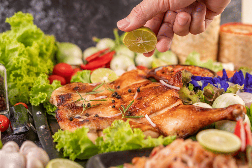 Ilustrasi Ayam Penyet Panggang Diet-Friendly