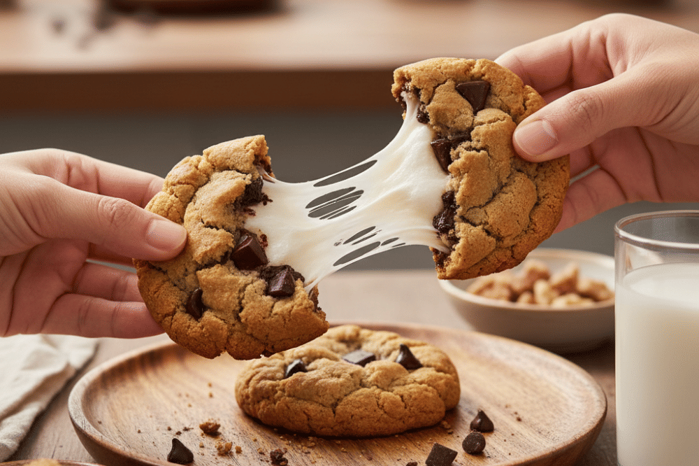 Korean mochi cookies atau Chapssal cookies saat dibelah