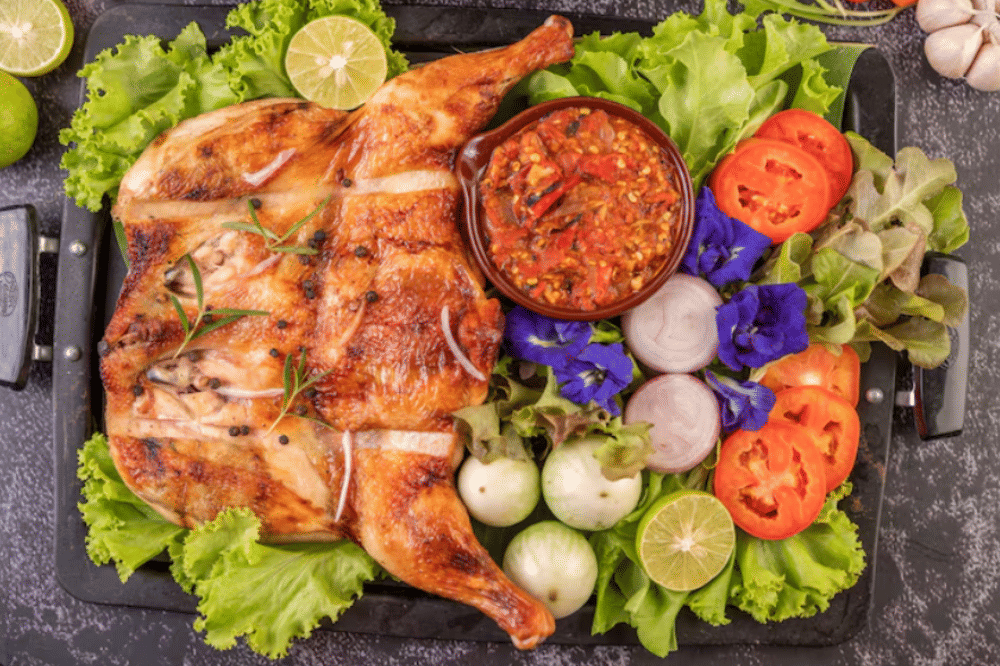 Ilustrasi Ayam Penyet Panggang Diet-Friendly