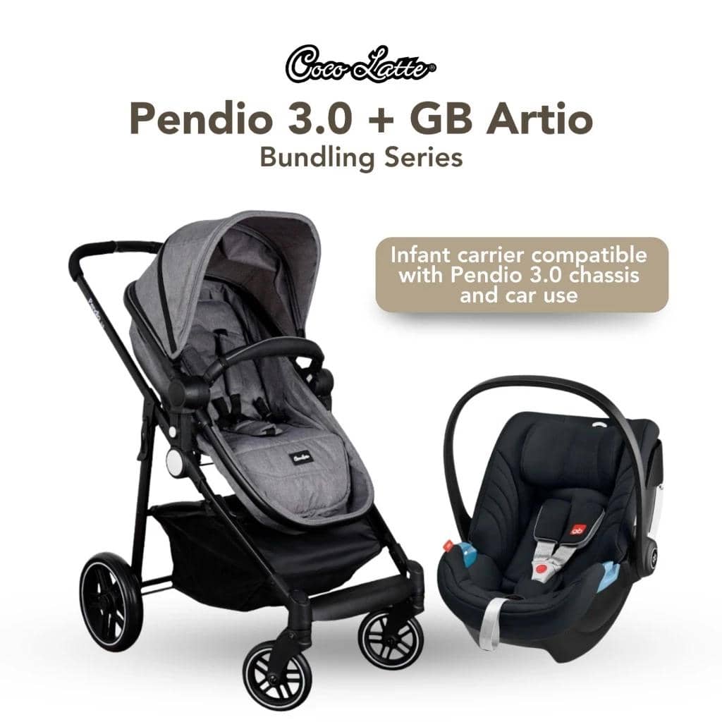 COCOLATTE | GB PENDIO 3.0 Grey Stroller || ARTIO Red Infant Carrier