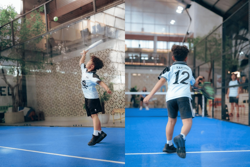 Xabiru saat main padel di perayaan ulang tahunnya yang ke-8