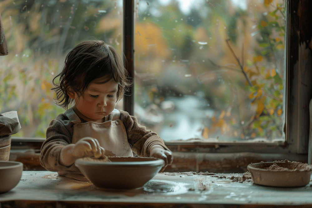 Ilustrasi anak ikut memasak