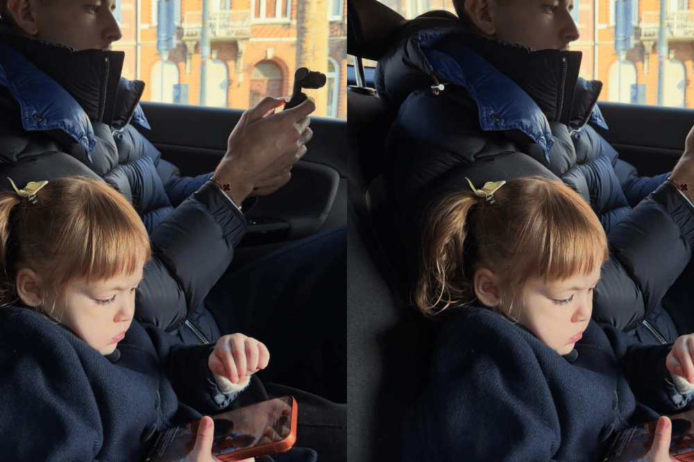 Kamari dan Justin Hubner duduk bersebelahan di mobil