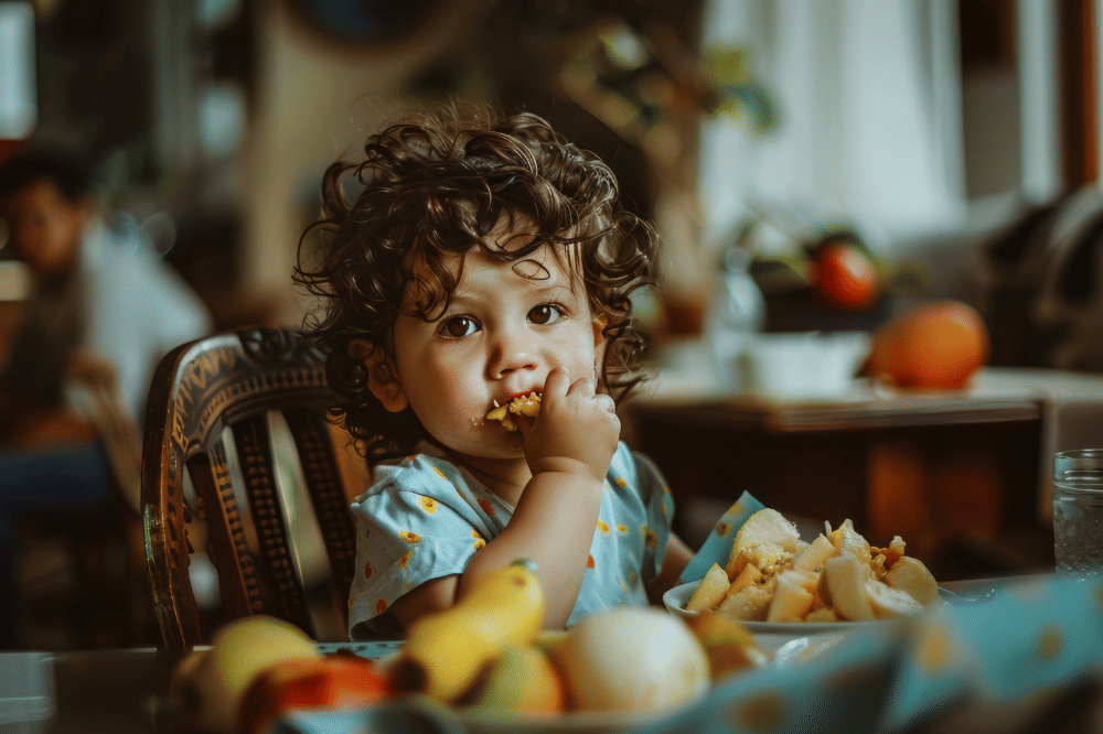 Ilustrasi anak makan berantakan
