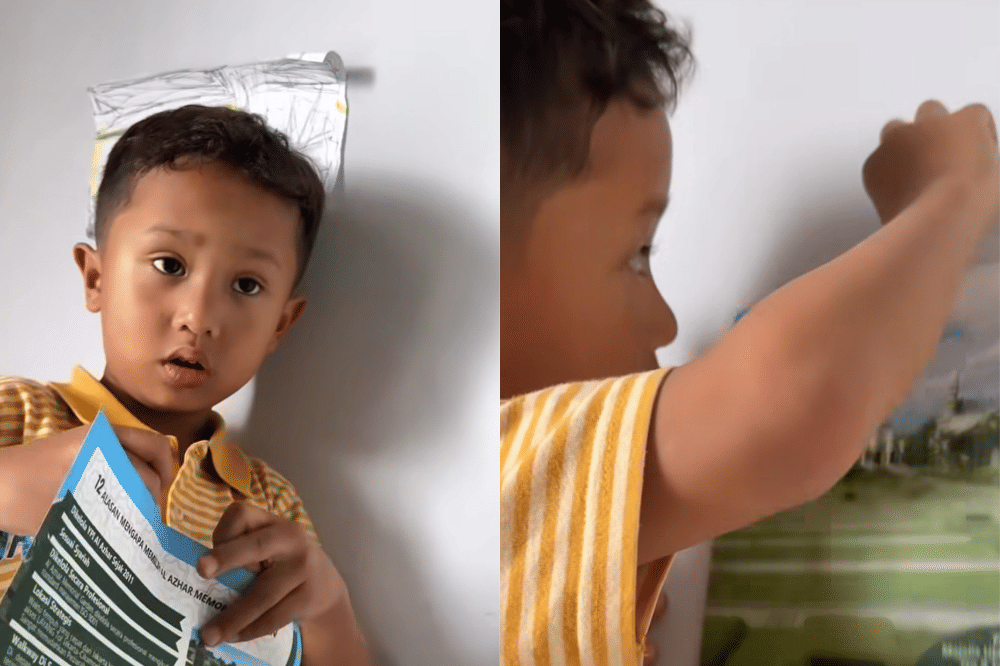 Anak laki-laki mengingat kematian dengan menempelkan poster soal pemakaman