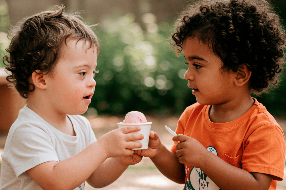 Ilustrasi anak menghibur temannya