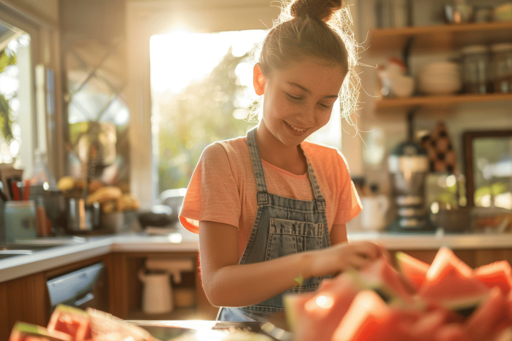 Ilustrasi anak menyiapkan dagangannya