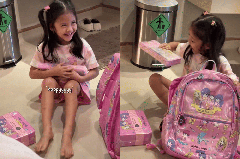 Kakak Serephina anak Mama Vania senang diberi hadiah dari adik