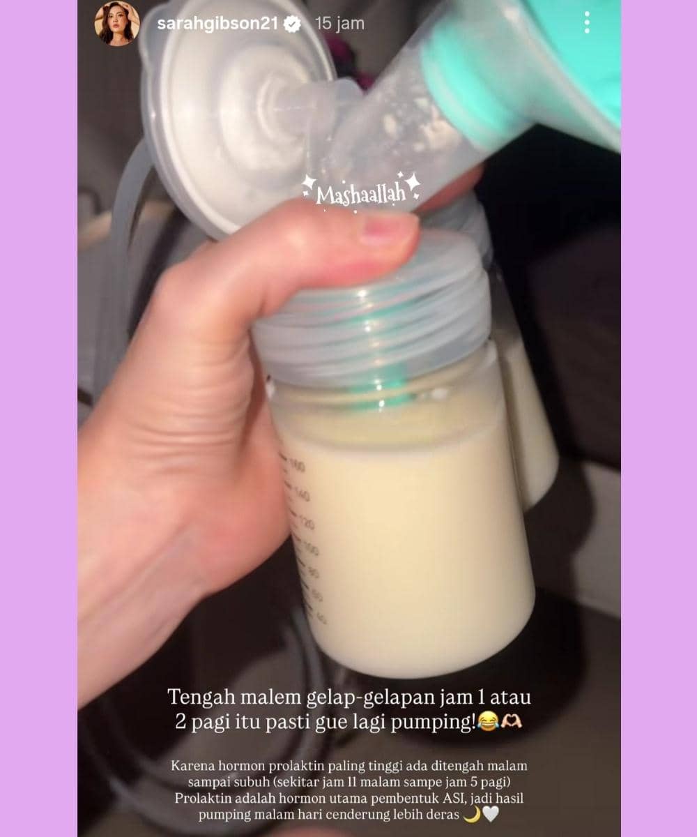 Sarah Gibson Ungkap Alasan Rutin Pompa ASI di Malam Hari