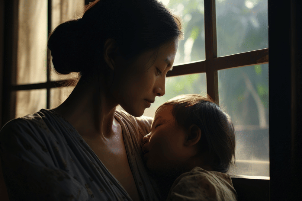 Mama sedang menidurkan anak