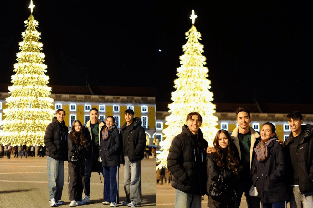 Darius Sinathrya dan Donna Agnesia membagikan momen natal di portugal bersama anak-anak