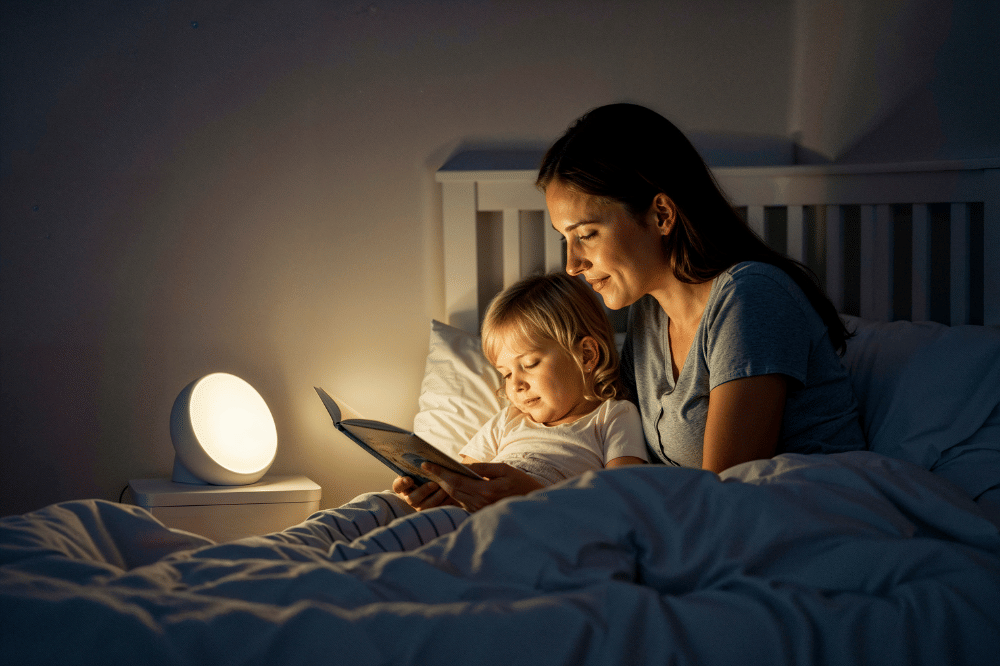 Anak dan Mama sedang bonding sebelum tidur