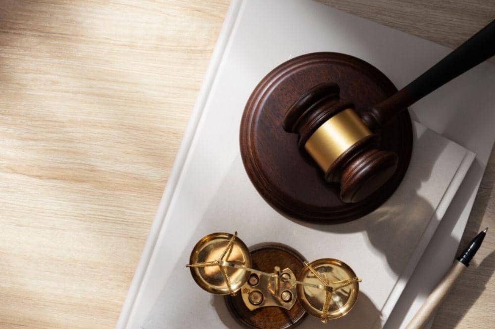 Top view over career guidance items for judge