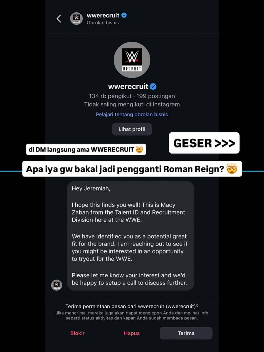 Profil dan Biodata Jeremiah Lakhwani, Ditawari Gabung WWE