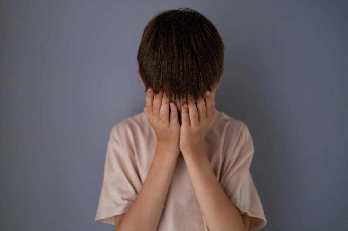  Close up on sad boy portrait