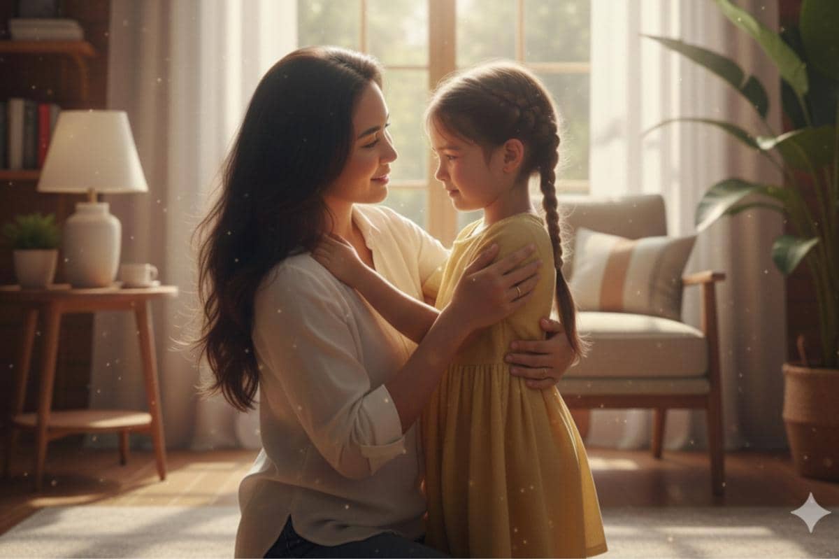 mama dan anak saling menatap