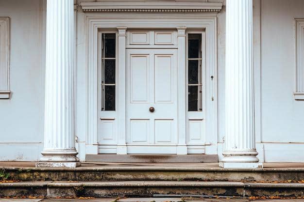 ilustrasi pintu rumah putih tulang