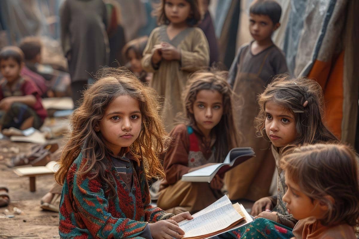 sekumpulan anak membaca buku